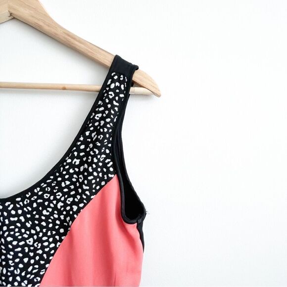 Dex Pink Black Fit & Flare Mini Dress Animal Print Back Zip Lined Women's S - Picture 3 of 7